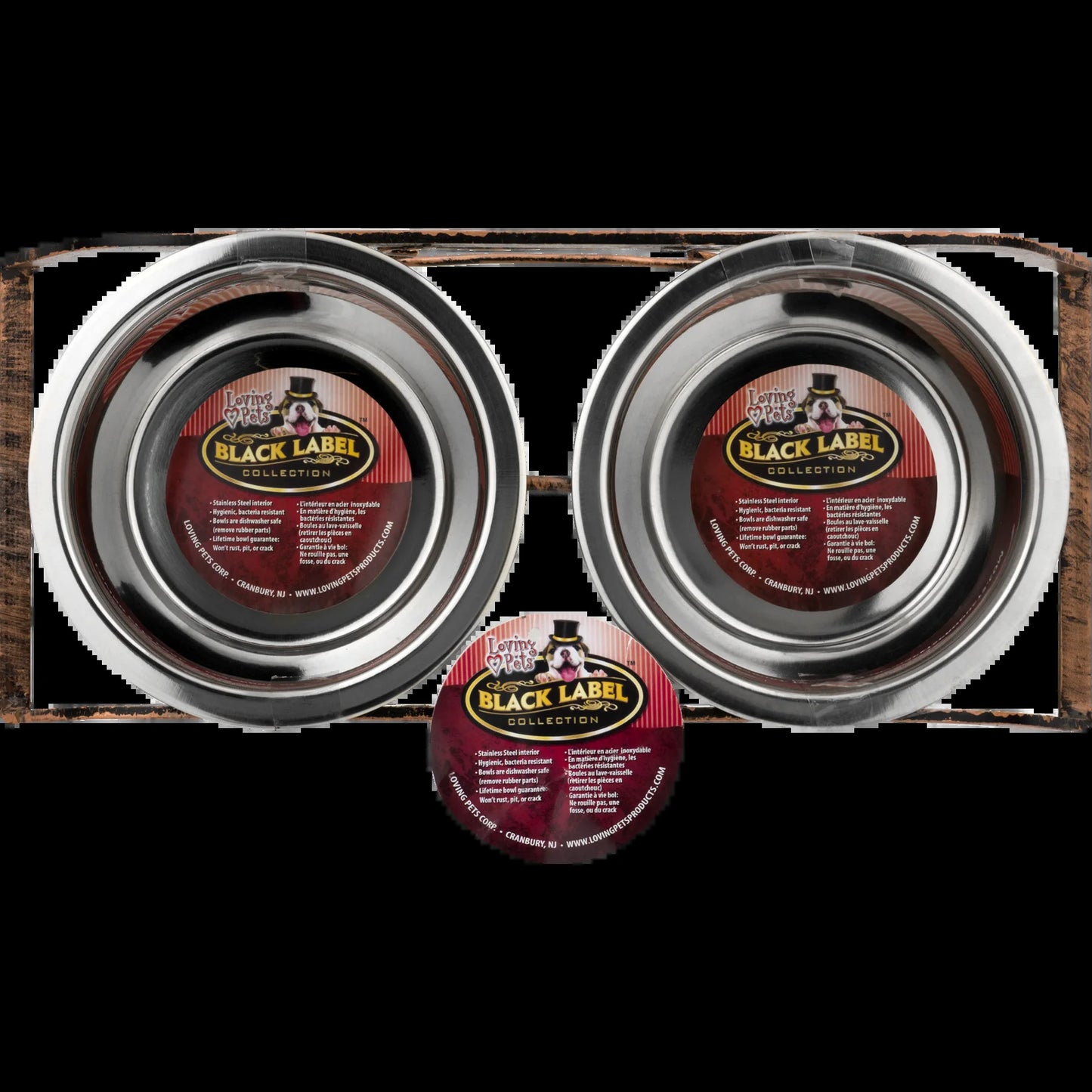 Loving Pets Black Label Collection Double Diner Rustic Bone Quart, 1.0 CT