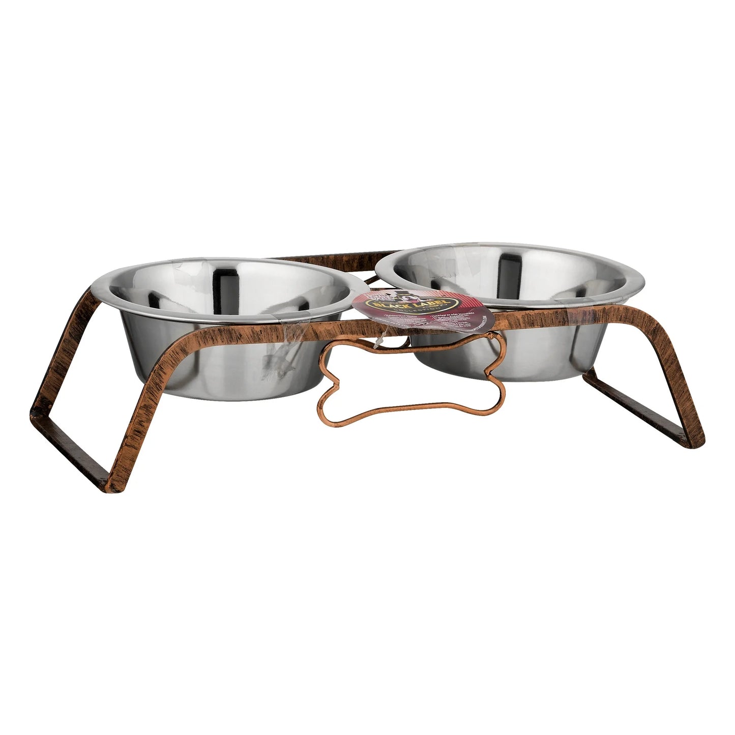 Loving Pets Black Label Collection Double Diner Rustic Bone Quart, 1.0 CT