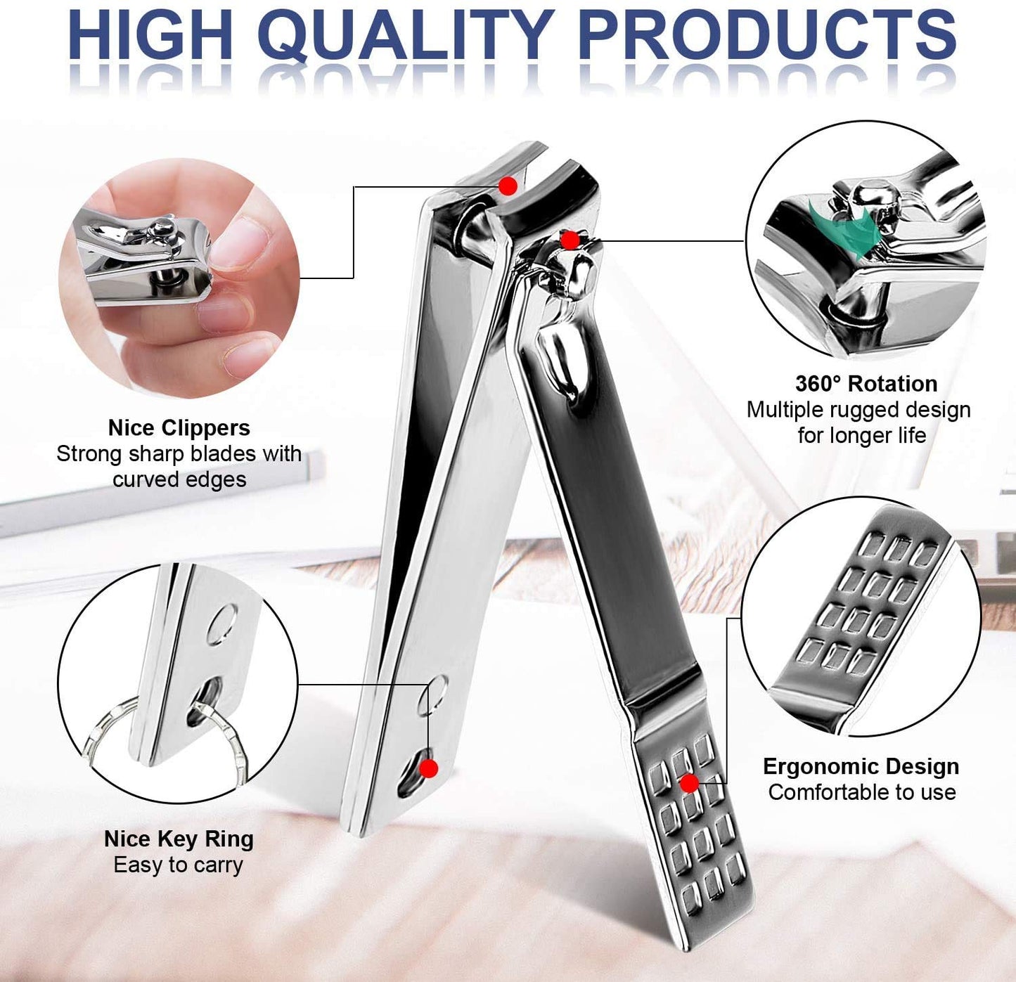 Pedicure Manicure Kit 18 in 1 Manicure Set Professional Sharp Nail Clippers Thick Cutter & File Vibrissac Scissors Men & Women Fingernails & Toenails with Case (Wine Red_19 Pieces)