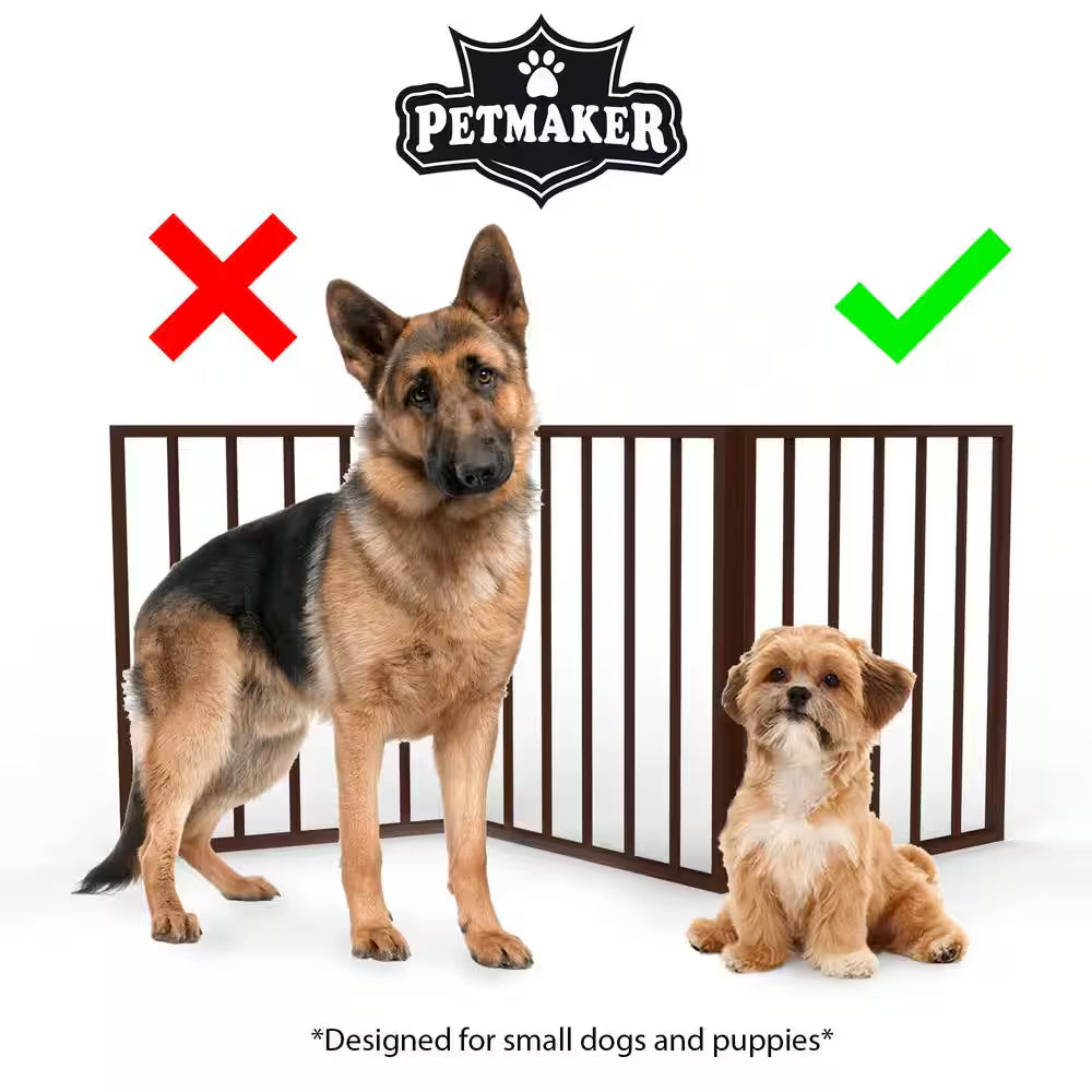 Freestanding Dark Brown Wooden Pet Gate