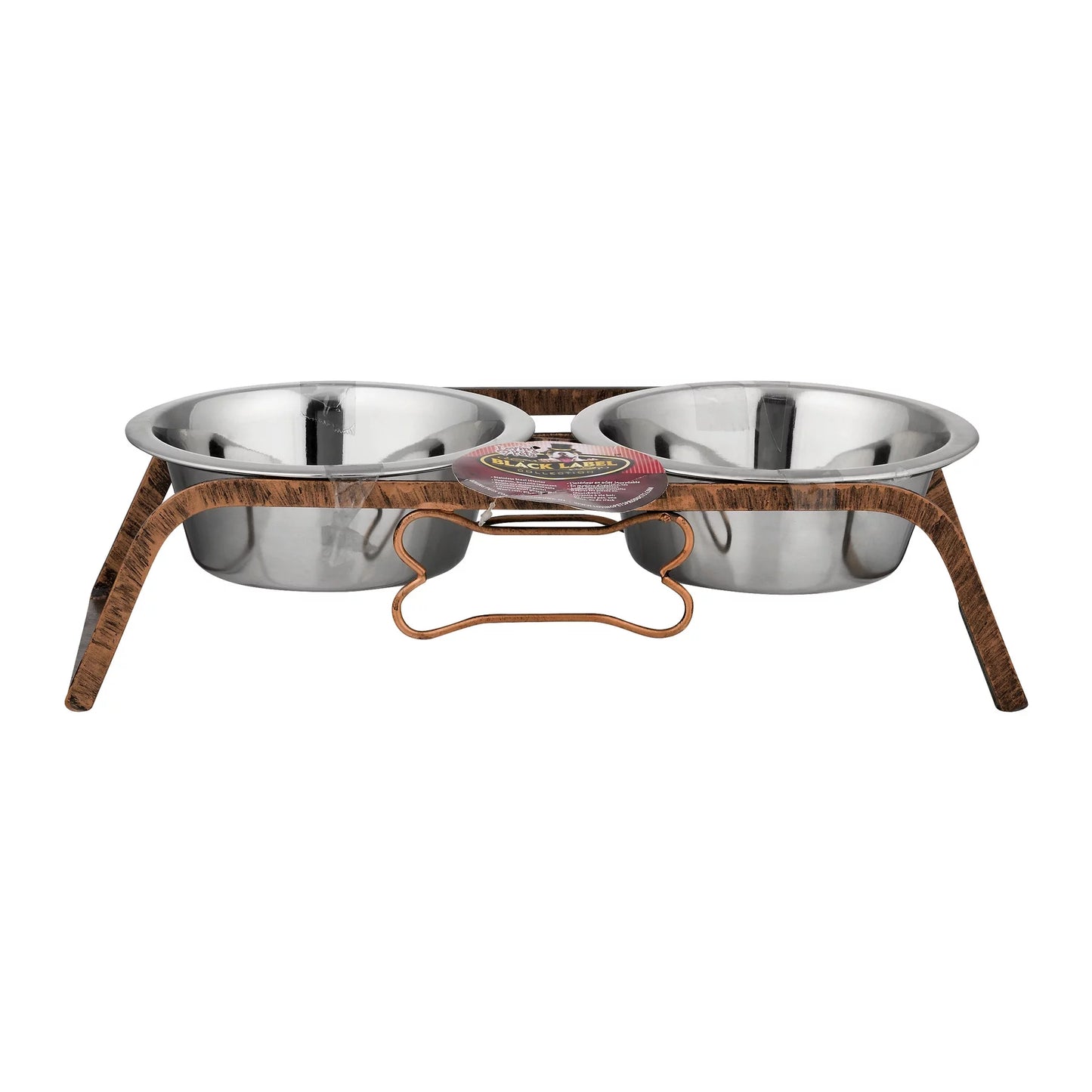 Loving Pets Black Label Collection Double Diner Rustic Bone Quart, 1.0 CT