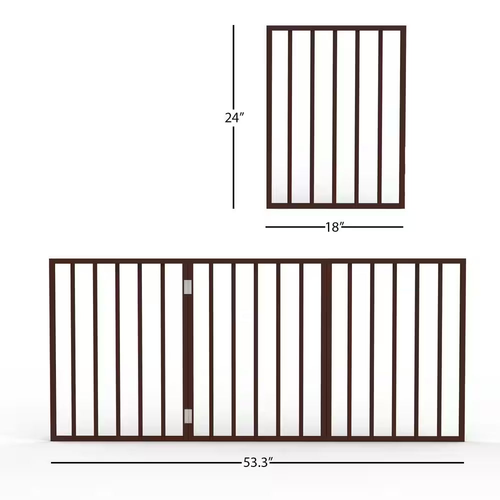 Freestanding Dark Brown Wooden Pet Gate