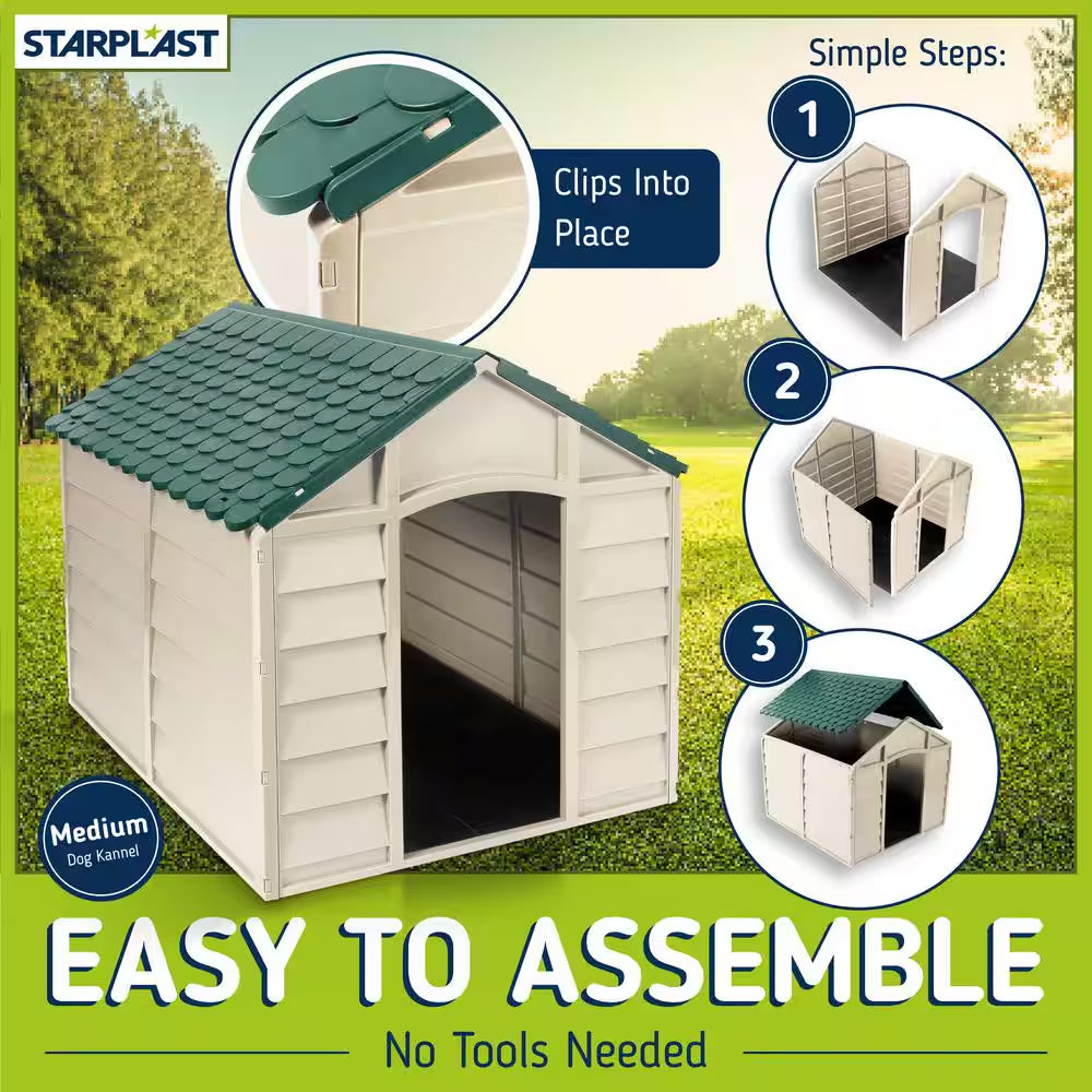 Dog House Beige and Green-Small