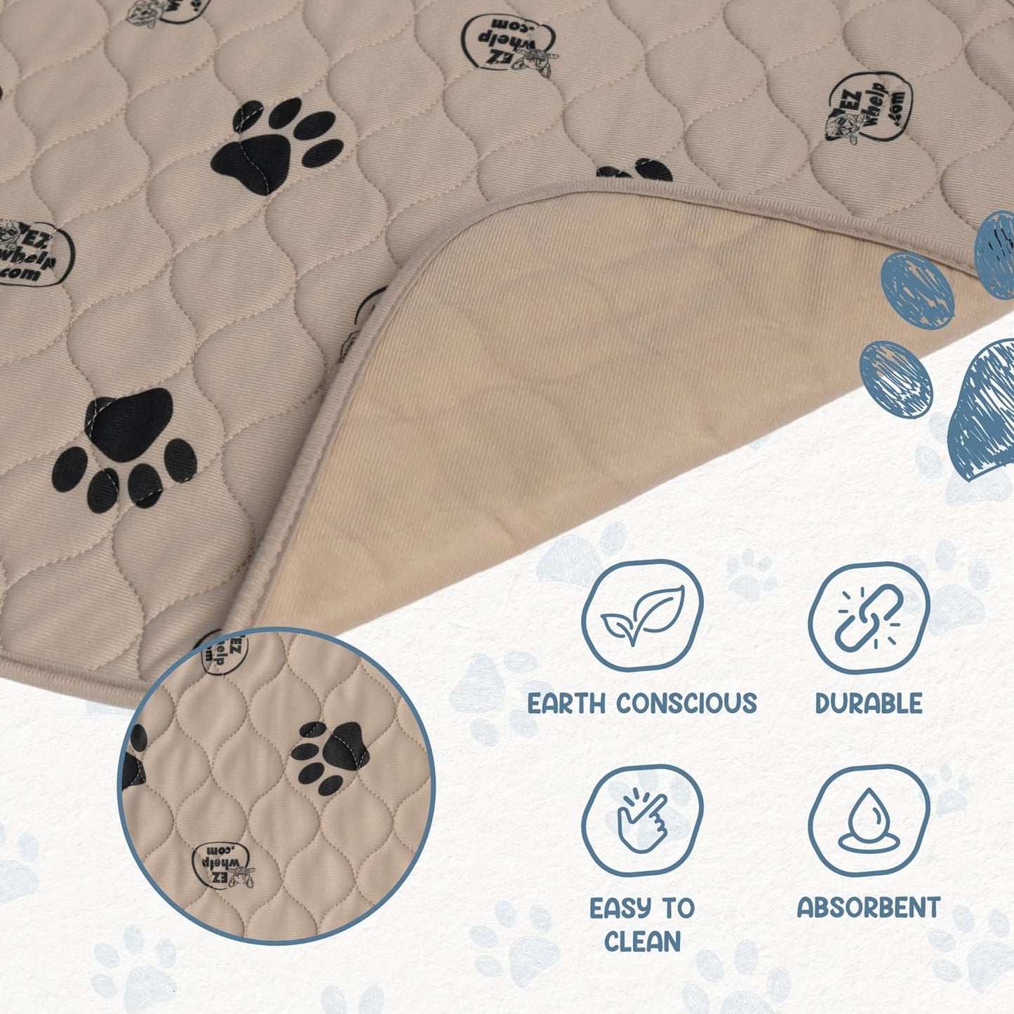 Pee Pads for Dogs - Dog & Puppy Training & Whelping Pads - Rounded Corners - Washable, Reusable - Waterproof, Sanitary Potty Protector Dog Mat - Pet Essentials - 2 Pack