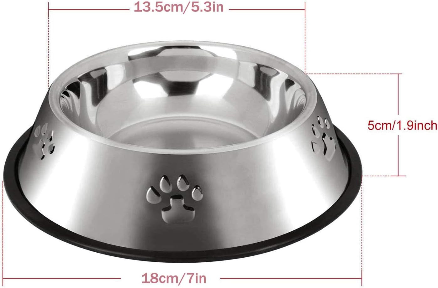 2 Stainless Steel Dog Bowls, Dog Feeding Bowls, Dog Plate Bowls with Rubber Base,Small Pet Feeder Bowls and Water Bowls .(S-11.8Oz)