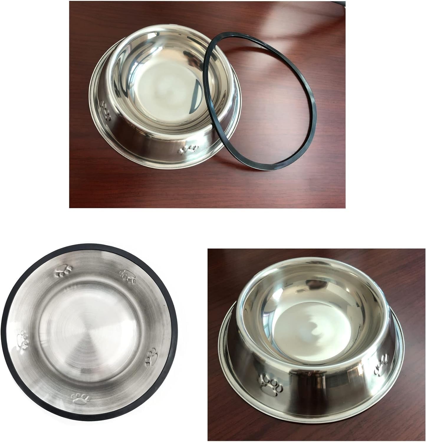 2 Stainless Steel Dog Bowls, Dog Feeding Bowls, Dog Plate Bowls with Rubber Base,Small Pet Feeder Bowls and Water Bowls .(S-11.8Oz)