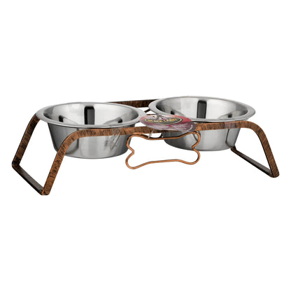 Loving Pets Black Label Collection Double Diner Rustic Bone Quart, 1.0 CT