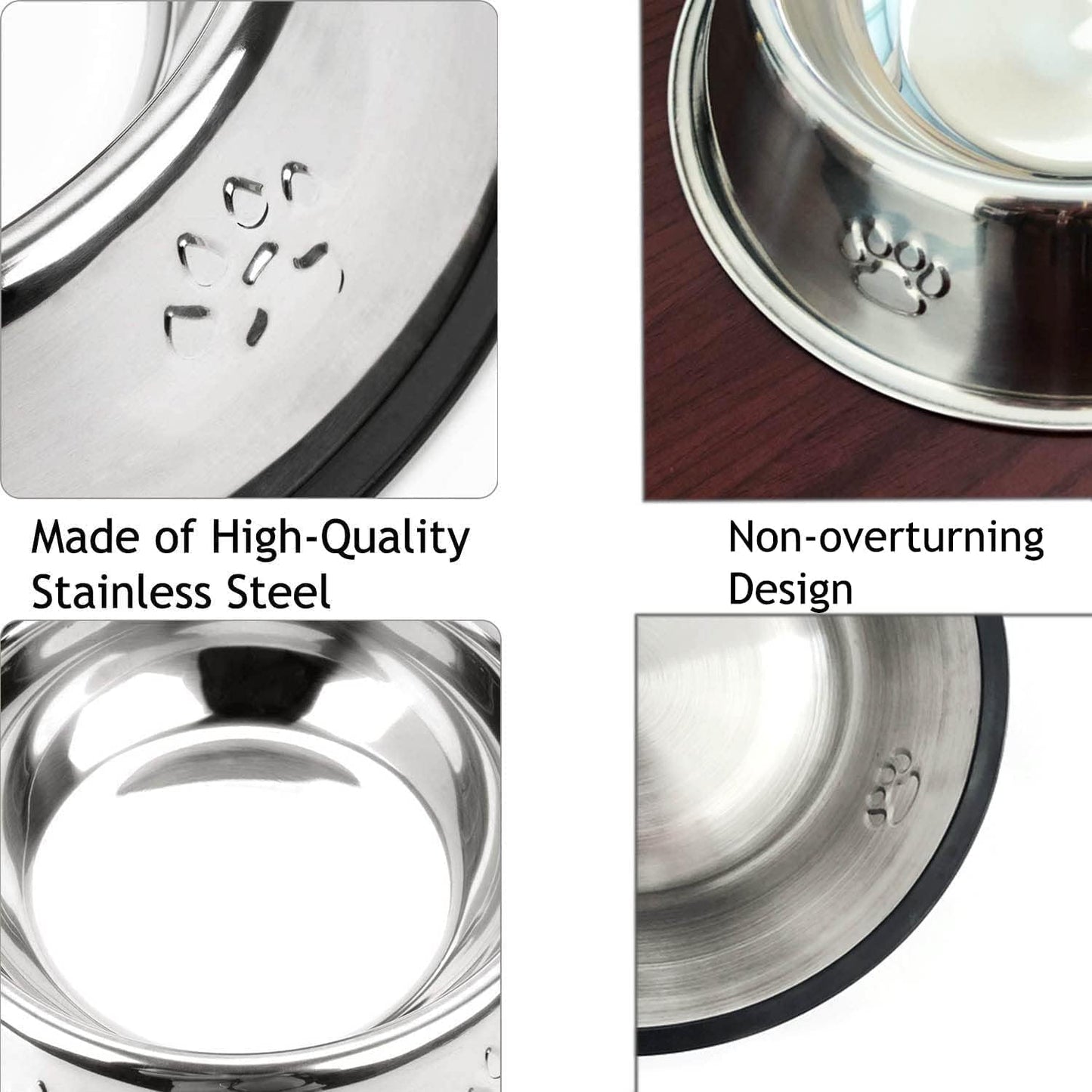 2 Stainless Steel Dog Bowls, Dog Feeding Bowls, Dog Plate Bowls with Rubber Base,Small Pet Feeder Bowls and Water Bowls .(S-11.8Oz)