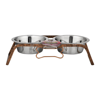 Loving Pets Black Label Collection Double Diner Rustic Bone Quart, 1.0 CT