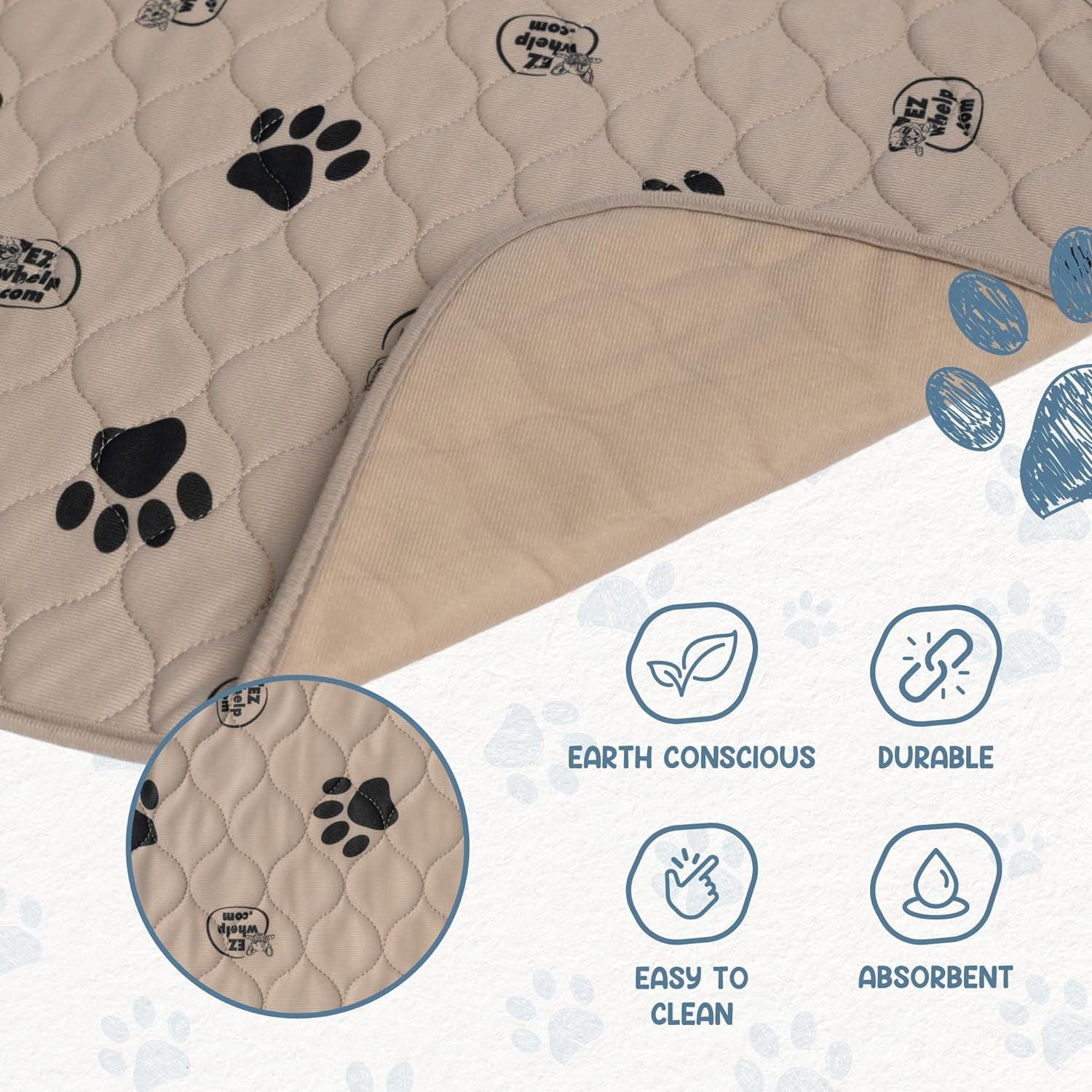 Pee Pads for Dogs - Dog & Puppy Training & Whelping Pads - Rounded Corners - Washable, Reusable - Waterproof, Sanitary Potty Protector Dog Mat - Pet Essentials - 2 Pack
